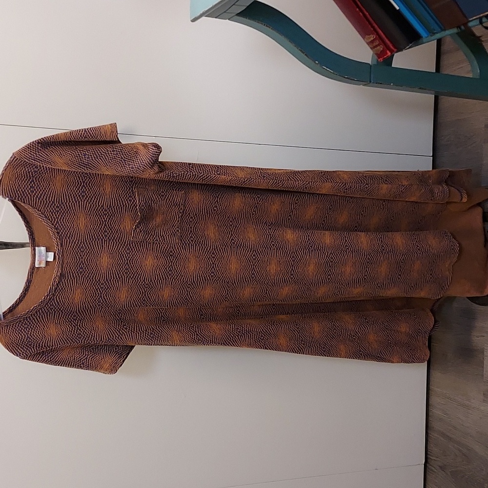 LulaRoe orange & Grey pullover dress XL